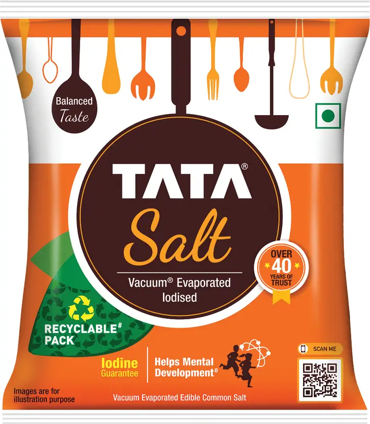 Tata Free Flowing and Iodised Namak, Vacuum Evaporated Iodized Salt  (1 kg)