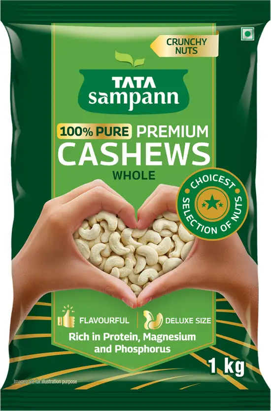 Tata Sampann Premium Quality Kaju, 100% Pure Cashews  (1 x 1 kg)