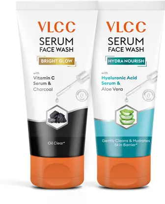 VLCC Vitamin C & Charcoal Serum Facewash for Oil Control Hyaluronic Acid & Aloe Vera Face Wash