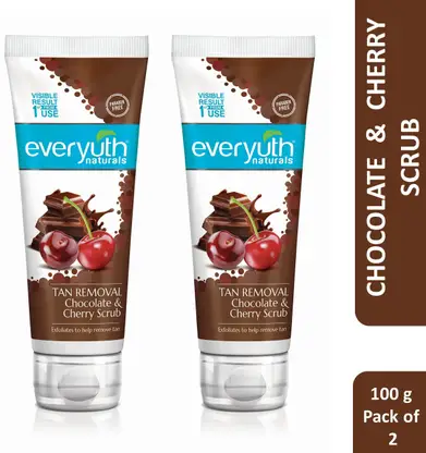 Everyuth Naturals Tan Removal Chocolate & Cherry Scrub|D tan, Detoxify & Cleanse|Paraben Free Scrub  