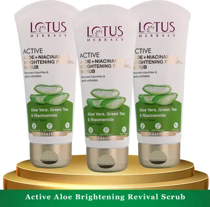LOTUS HERBALS Active Aloe + Niacinamide Brightening Revival Scrub 