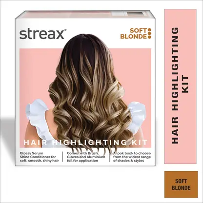 Streax Hair Colour Highlight Kit , Hair Colour for Women, DIY Application , Soft Blonde