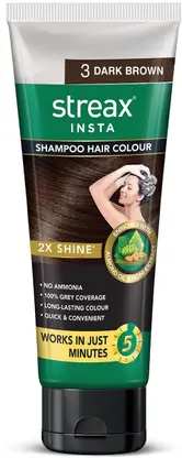 Streax Shampoo Hair Colour - Easy DIY- Squeeze Pack , Dark Brown