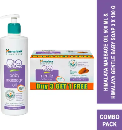 HIMALAYA BABY MASSAGE OIL 500ml+GENTLE BABY SOAP