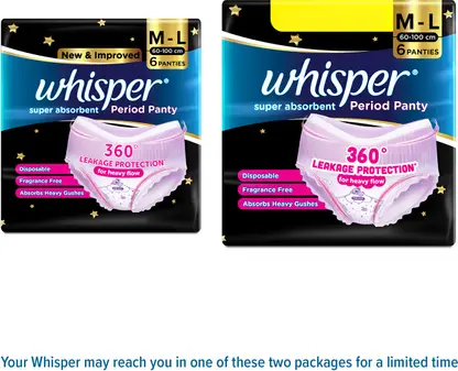 Whisper Super Absorbent Period Panty, M-L Panties Sanitary Pad 
