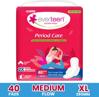 everteen Period Care XL Soft Sanitary Pads with Neem & Safflower For Medium Flow - 1 Pack Sanitary Pad 