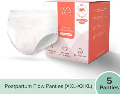 Nua Ultra-Absorbent Maternity Panties XXL-XXXL (38-54 INCHES)|Pack of 5 Sanitary Pad