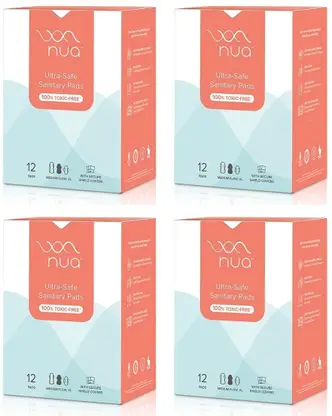 Nua Ultra Thin Rash Free Sanitary Pads - 12 Large x Pack of 4 Sanitary Pad