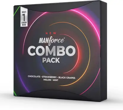 MANFORCE Combo Lubricated Dotted Condom | Chocolate,Strawberry,Black Grapes, Melon & Mint Condom  