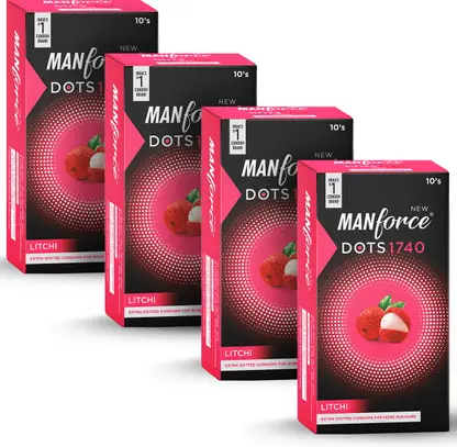 MANFORCE Extra Dotteds, Litchi Flavoured Condom  