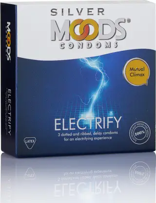 MOODS Silver Electrify Condoms, 3 Count Each ,Pack of x 15 Condom