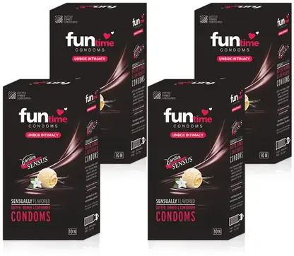 Funtime Vanilla Flavored Dotted Condoms | Ribbed & Lubricated for Extra Pleasure Condom 