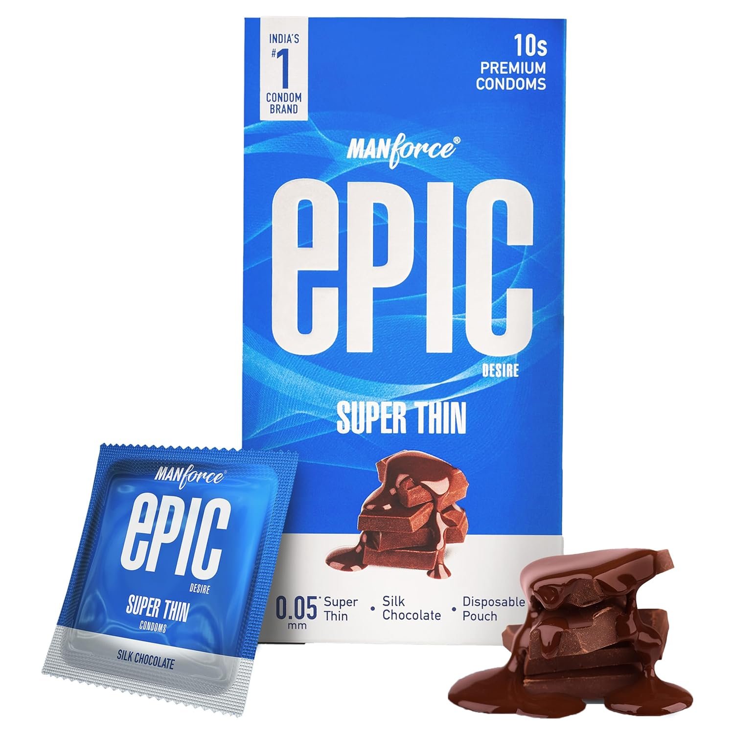 Manforce Epic Desire | Ultra Thin Condom for Enhanced Pleasure | Silk Chocolate Flavour 