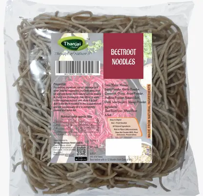 THANJAI NATURAL Beetroot Noodles 180 Grams of Homemade Natural Noodles (No Preservatives, No Chemicals, No Artificial Extract) Instant Noodles Vegetarian