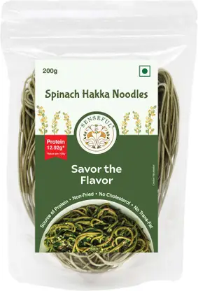 SENSEFUL Spinach Noodles - Vegetable Noodles - Non-Fried, No MSG, Nutritious & Preservative Free Hakka Noodles Vegetarian