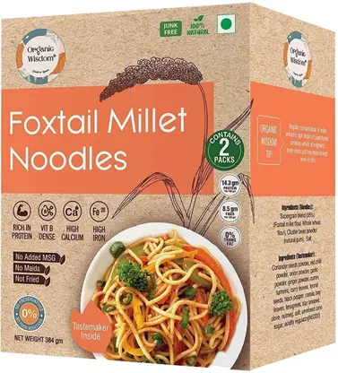Organic Wisdom Foxtail Noodles | No MSG, No Maida, No Junk |Sun Dried |Rich in Protein & Vit B Instant Noodles Vegetarian