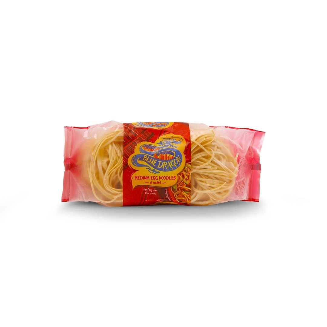 Blue Dragon Egg Noodles Medium | No Preservative & Artificial Colors | Eggs, Wheat, SOYA Wheat, Peanuts and Nuts | Egg Noodle - 300gm