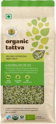 Organic Tattva Green Moong Dal (Split/Chilka)  (500 g)